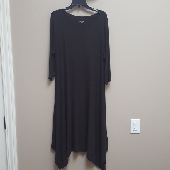 Eileen Fisher Dresses & Skirts - EILEEN FISHER DK BROWN ASSYMETRIC 3/4 SLEEVE DRESS